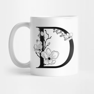 Letter D Monogram - Floral Initial Mug